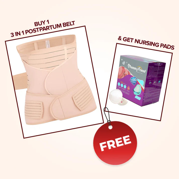 Buy 1 Postpartum Belt & get 1 Nursing pad free- After Delivery Support Recovery | Body Shaper Belt for Women for After Birth Postnatal C-section | Waist Pelvis Shapewear Wrap Postpartum Girdle 3830-16