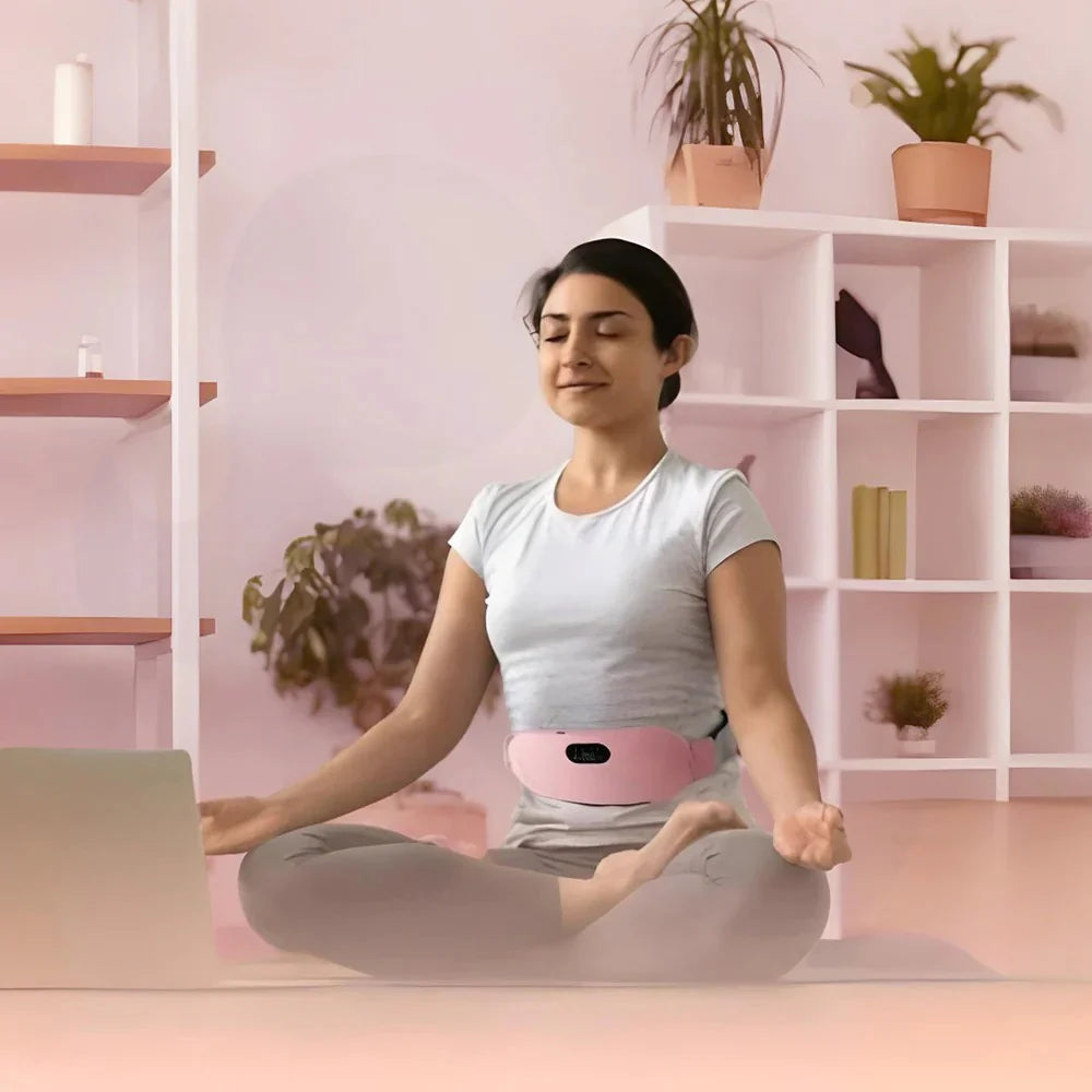 Period Pain Cramp Relief Belt -Portable Menstrual Heating Pad, Heated Belly Belt for Menstrual Cramp Relief with 3 Heat Levels and 4 Modes, Electric Belt Massage for Women and Girls